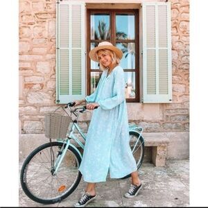 & Other Stories Blue Beach Kaftan Cover Tunic Dress Sz 2